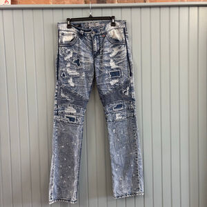 Men's Fast & Furious Affliction Blue Distressed Slim Straight Jeans Waist 32